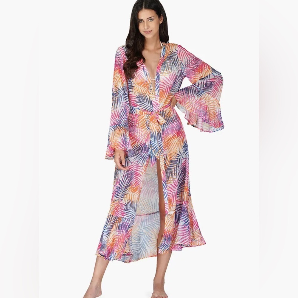 America & Beyond sheer chiffon floral swim cover up - Picture 8 of 8